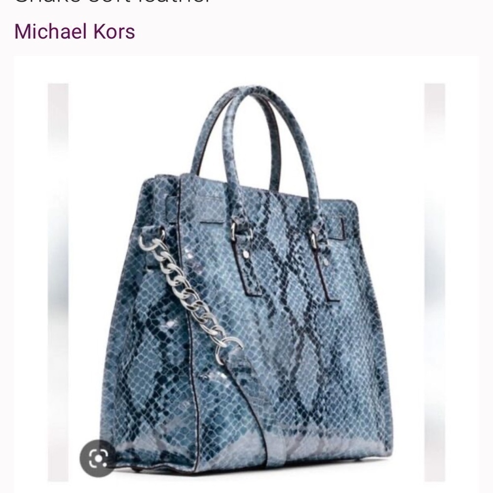 Michael Kors Hamilton Blue Python Snake Soft Leather - Picture 12 of 12